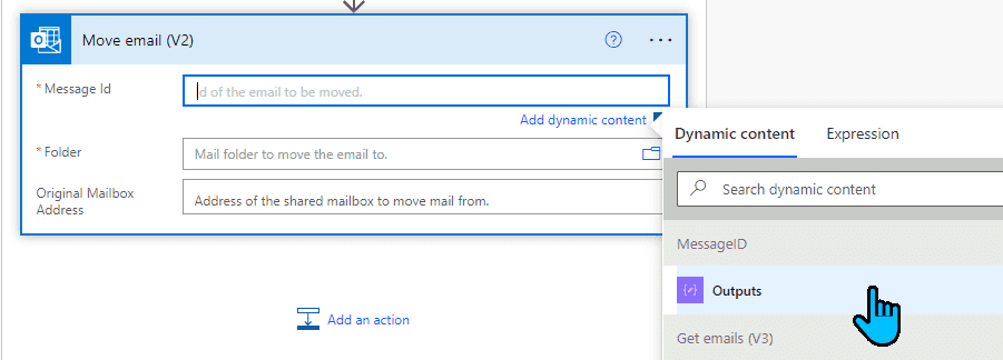 Choosing message ID from the previous action