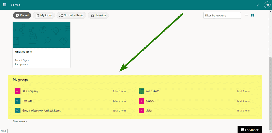 My groups missing in MS Forms | Robert Dyjas - blog