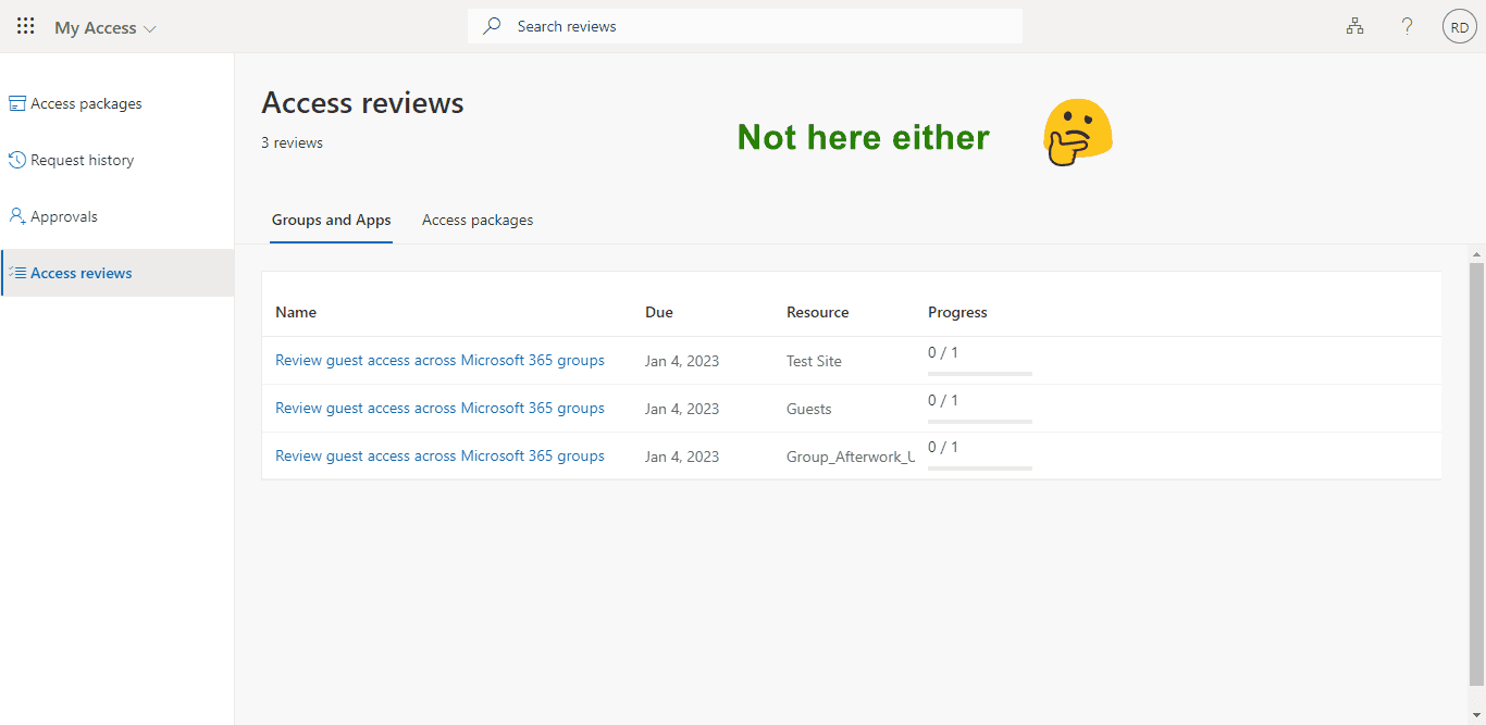 The review list without the description