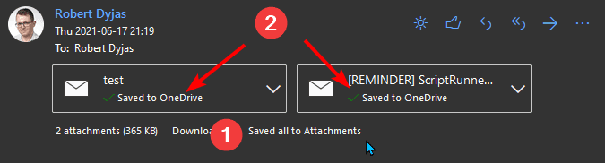 Interface changes after saving the attachments