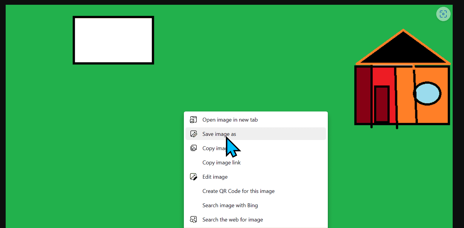Context menu with the option to save the image selected 