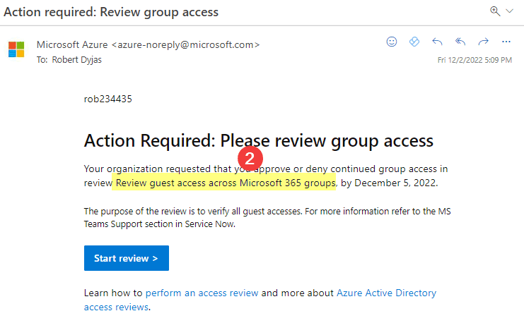 The name of the review in the email sent to the reviewer