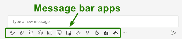 Message bar apps in Teams