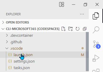 Opening launch.json from file explorer