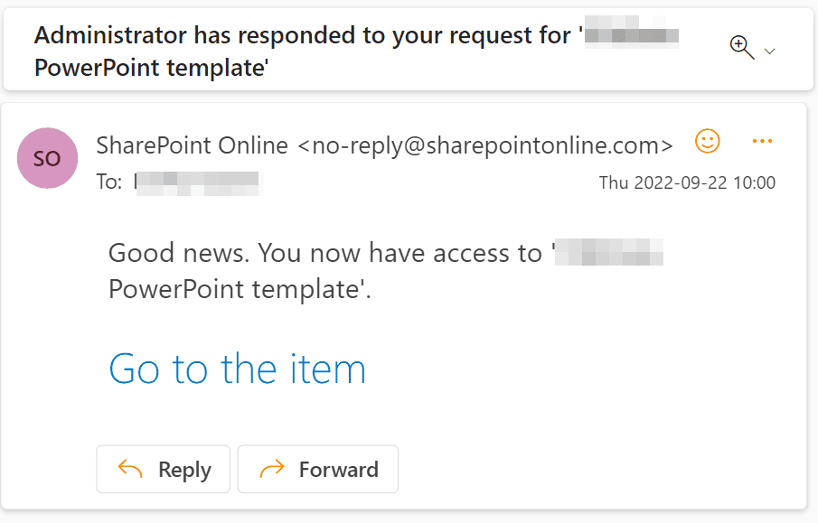 Example of SpoAccessRequest notification
